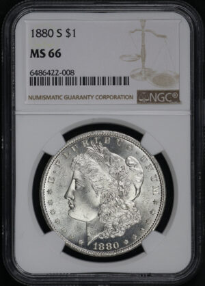 Obverse of this 1880-S Morgan Dollar NGC MS-66
