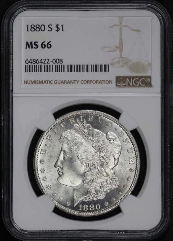 Obverse of this 1880-S Morgan Dollar NGC MS-66