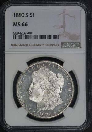 Obverse of this 1880-S Morgan Dollar NGC MS-66