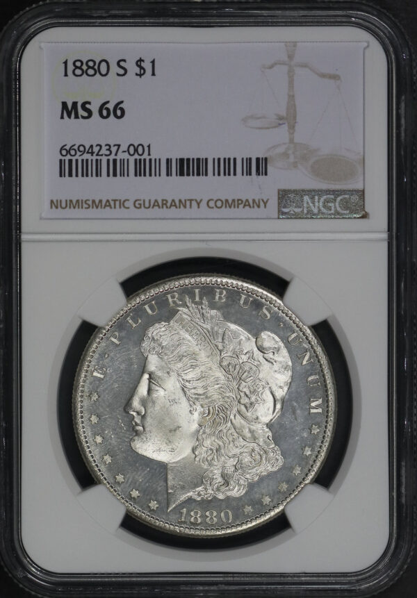 Obverse of this 1880-S Morgan Dollar NGC MS-66