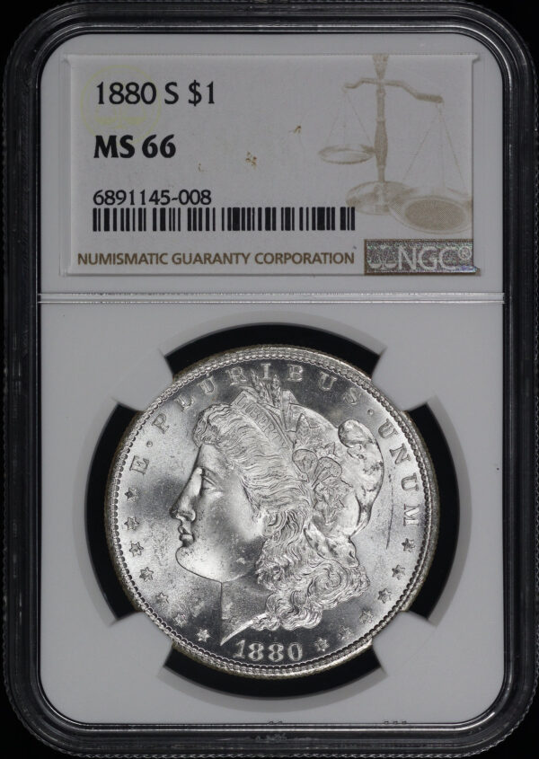 Obverse of this 1880-S Morgan Dollar NGC MS-66