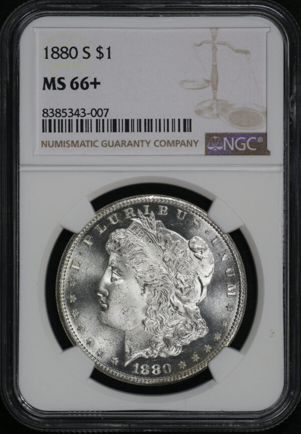 Obverse of this 1880-S Morgan Dollar NGC MS-66+