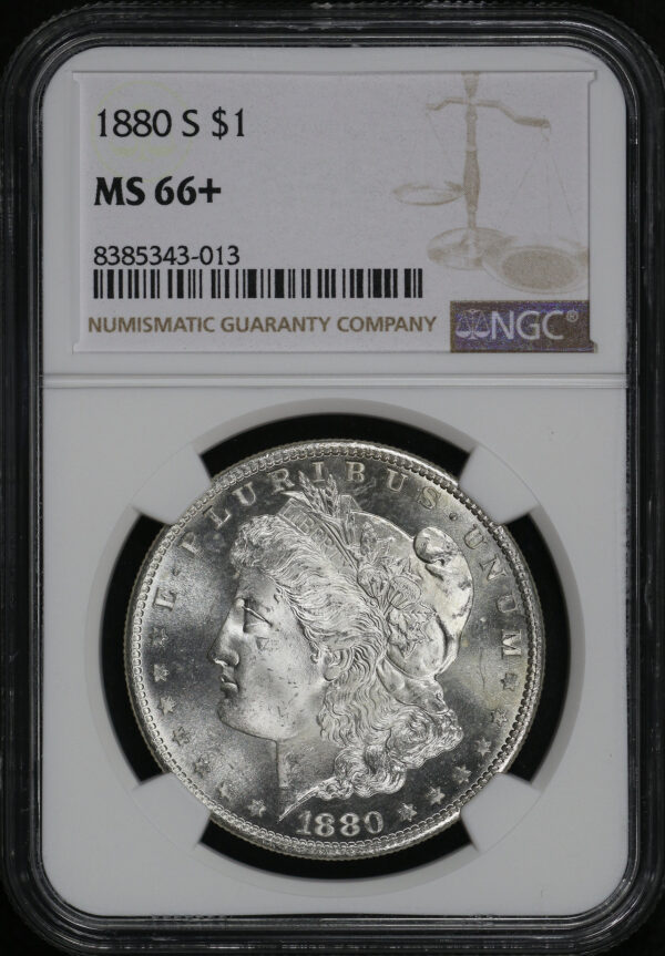 Obverse of this 1880-S Morgan Dollar NGC MS-66+