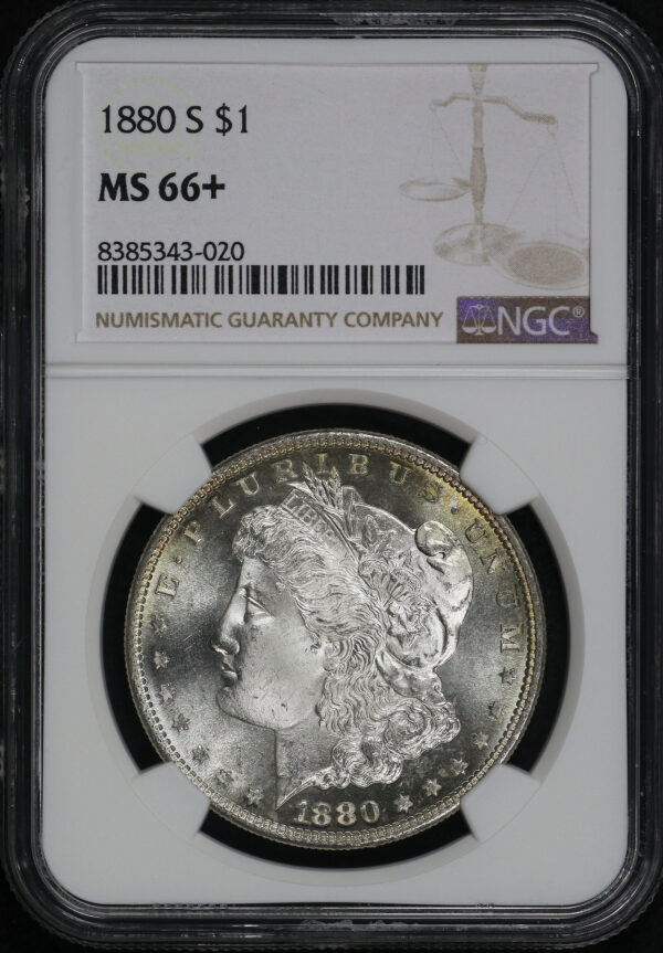 Obverse of this 1880-S Morgan Dollar NGC MS-66+