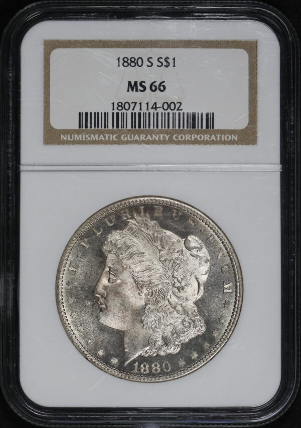 Obverse of this 1880-S Morgan Dollar NGC MS-66