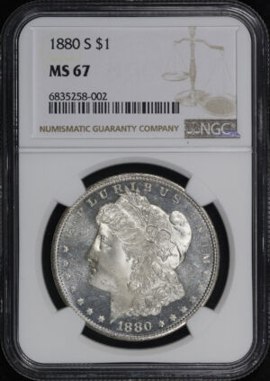 Obverse of this 1880-S Morgan Dollar NGC MS-67