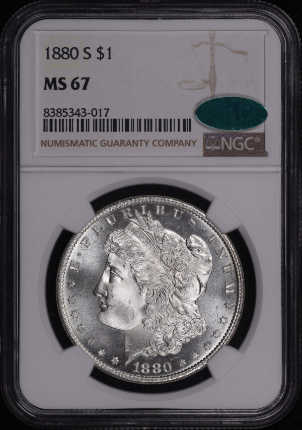 Obverse of this 1880-S Morgan Dollar NGC MS-67 CAC