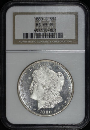 Obverse of this 1880-S Morgan Dollar NGC MS-65 PL