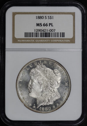 Obverse of this 1880-S Morgan Dollar NGC MS-66 PL