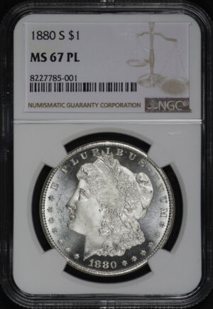 Obverse of this 1880-S Morgan Dollar NGC MS-67 PL