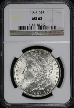 Obverse of this 1881 Morgan Dollar NGC MS-63