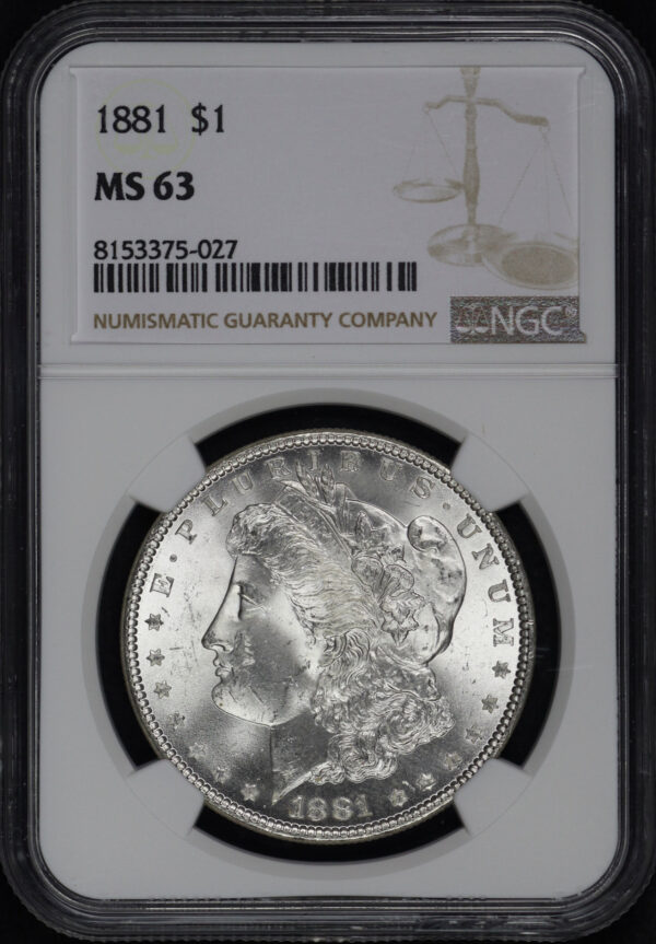Obverse of this 1881 Morgan Dollar NGC MS-63