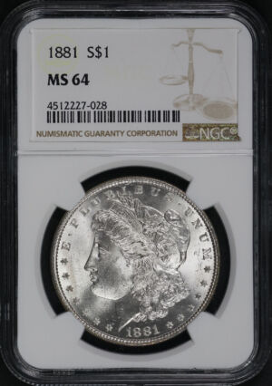 Obverse of this 1881 Morgan Dollar NGC MS-64