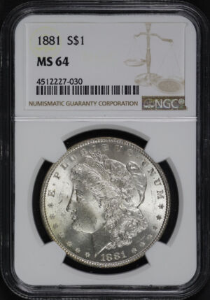 Obverse of this 1881 Morgan Dollar NGC MS-64