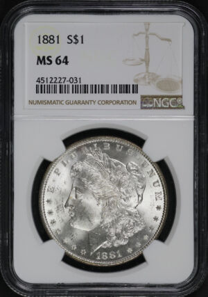 Obverse of this 1881 Morgan Dollar NGC MS-64