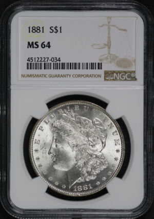 Obverse of this 1881 Morgan Dollar NGC MS-64