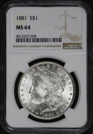 Obverse of this 1881 Morgan Dollar NGC MS-64