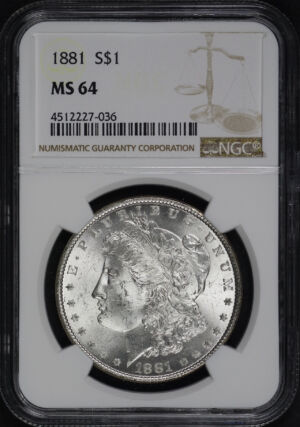 Obverse of this 1881 Morgan Dollar NGC MS-64