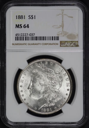 Obverse of this 1881 Morgan Dollar NGC MS-64