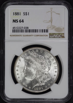 Obverse of this 1881 Morgan Dollar NGC MS-64