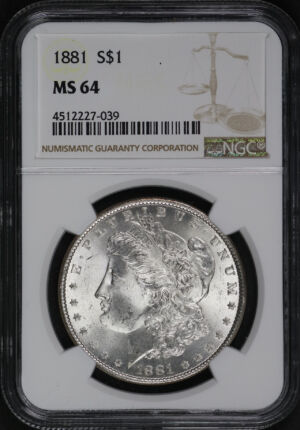 Obverse of this 1881 Morgan Dollar NGC MS-64