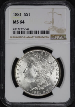 Obverse of this 1881 Morgan Dollar NGC MS-64