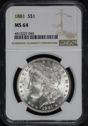 Obverse of this 1881 Morgan Dollar NGC MS-64