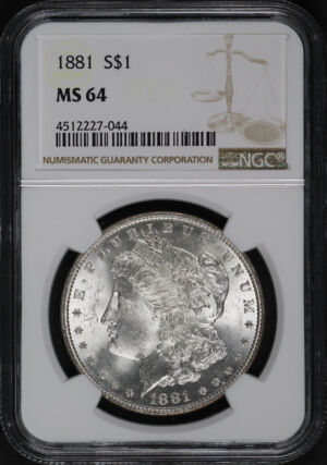 Obverse of this 1881 Morgan Dollar NGC MS-64