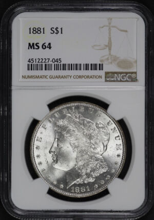 Obverse of this 1881 Morgan Dollar NGC MS-64