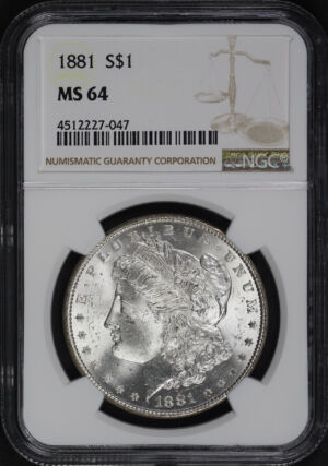 Obverse of this 1881 Morgan Dollar NGC MS-64