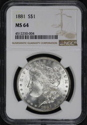 Obverse of this 1881 Morgan Dollar NGC MS-64