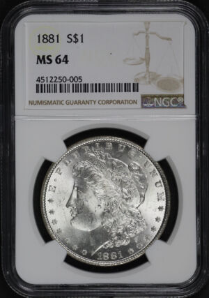 Obverse of this 1881 Morgan Dollar NGC MS-64