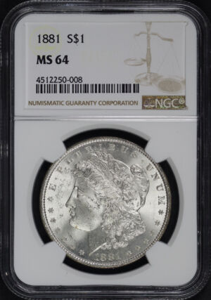 Obverse of this 1881 Morgan Dollar NGC MS-64