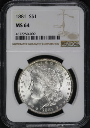 Obverse of this 1881 Morgan Dollar NGC MS-64