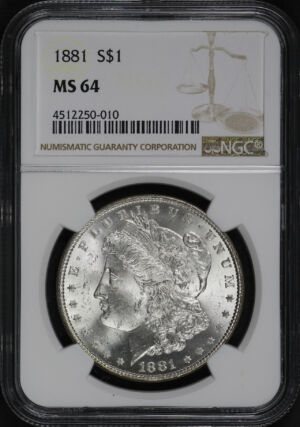 Obverse of this 1881 Morgan Dollar NGC MS-64