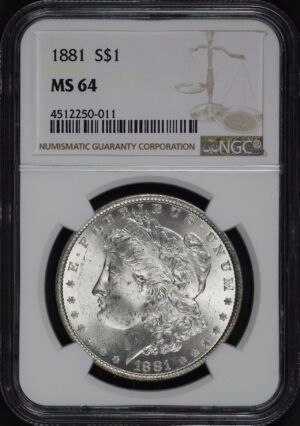 Obverse of this 1881 Morgan Dollar NGC MS-64