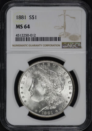 Obverse of this 1881 Morgan Dollar NGC MS-64