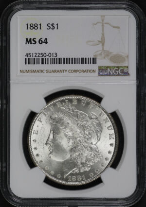 Obverse of this 1881 Morgan Dollar NGC MS-64