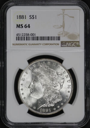 Obverse of this 1881 Morgan Dollar NGC MS-64