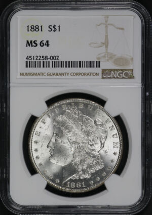 Obverse of this 1881 Morgan Dollar NGC MS-64