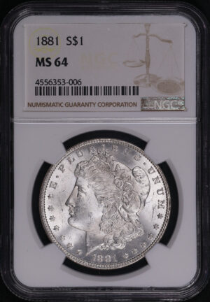 Obverse of this 1881 Morgan Dollar NGC MS-64