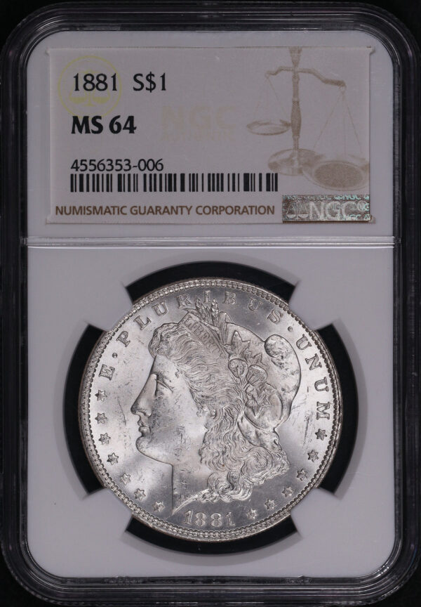 Obverse of this 1881 Morgan Dollar NGC MS-64