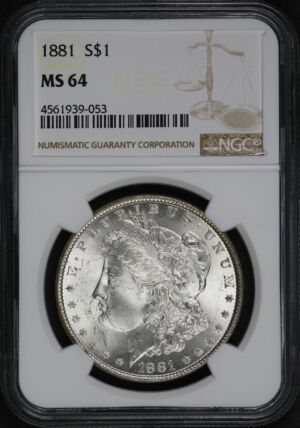 Obverse of this 1881 Morgan Dollar NGC MS-64