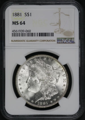Obverse of this 1881 Morgan Dollar NGC MS-64