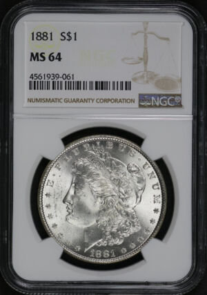 Obverse of this 1881 Morgan Dollar NGC MS-64