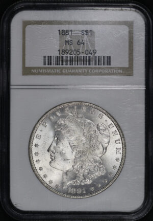 Obverse of this 1881 Morgan Dollar NGC MS-64