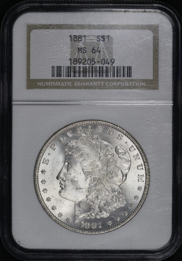 Obverse of this 1881 Morgan Dollar NGC MS-64
