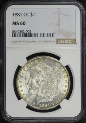 Obverse of this 1881-CC Morgan Dollar NGC MS-60