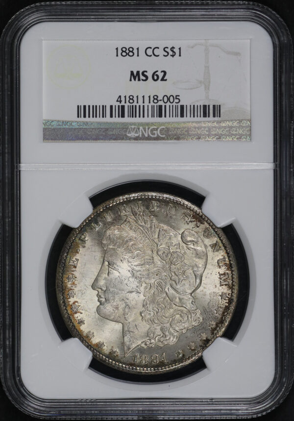 Obverse of this 1881-CC Morgan Dollar NGC MS-62