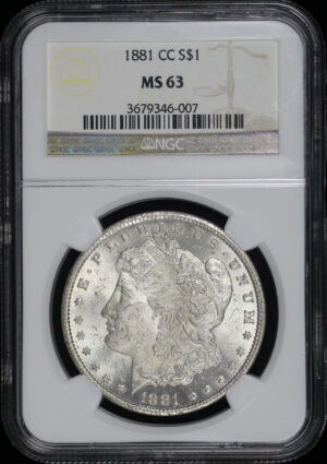 Obverse of this 1881-CC Morgan Dollar NGC MS-63